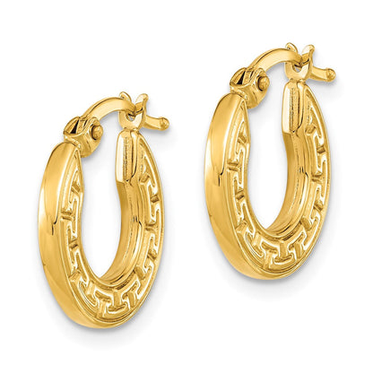 14K Gelbgold Poliert Hohl Greek Key Creolen