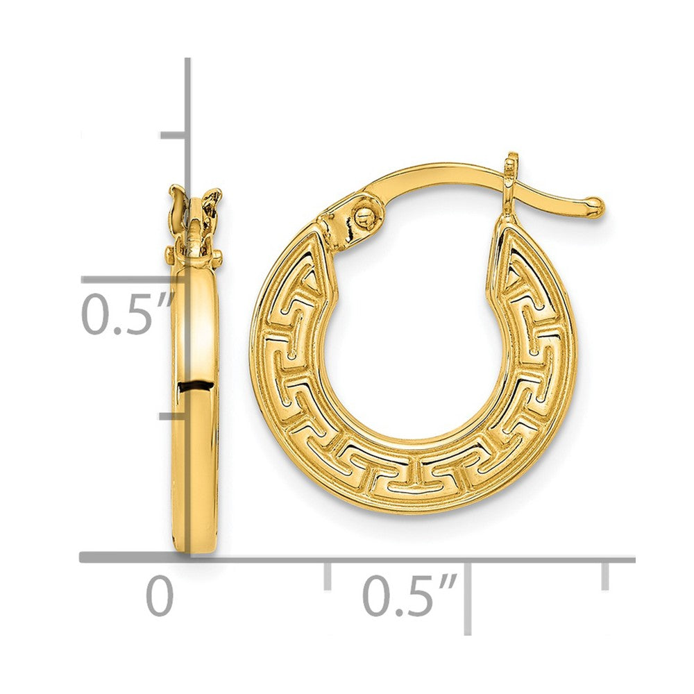 14K Gelbgold Poliert Hohl Greek Key Creolen
