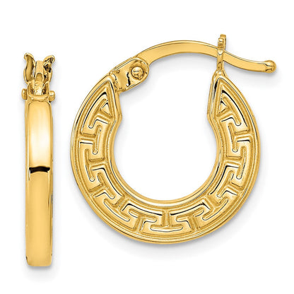 14K Gelbgold Poliert Hohl Greek Key Creolen