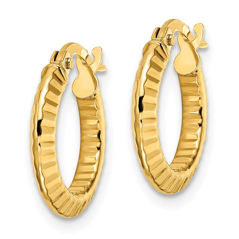 14K Gelbgold Poliert und Diamantiert Creolen