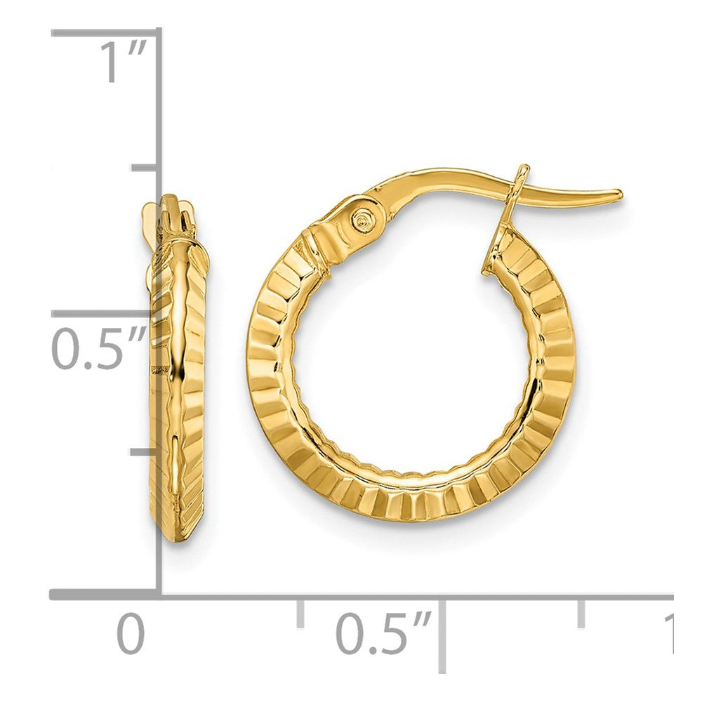 14K Gelbgold Poliert und Diamantiert Creolen