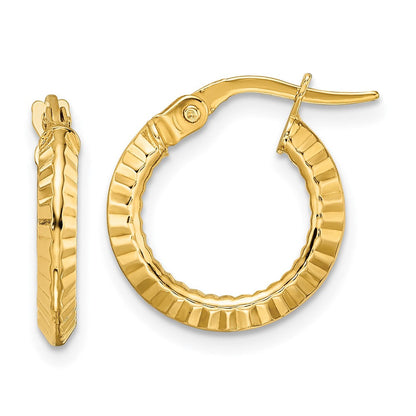14K Gelbgold Poliert und Diamantiert Creolen