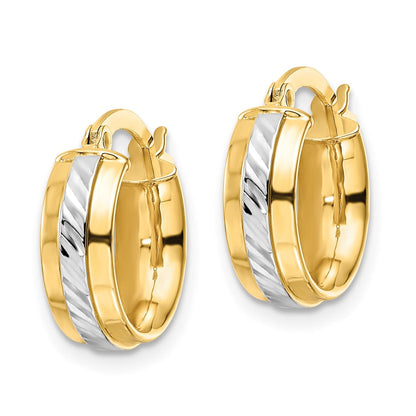 14K Gelb & Rhodium mit Weiß Diamantiert Creolen