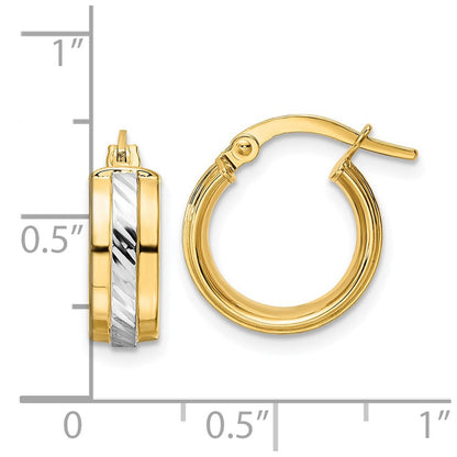 14K Gelb & Rhodium mit Weiß Diamantiert Creolen