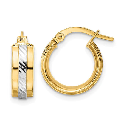14K Gelb & Rhodium mit Weiß Diamantiert Creolen