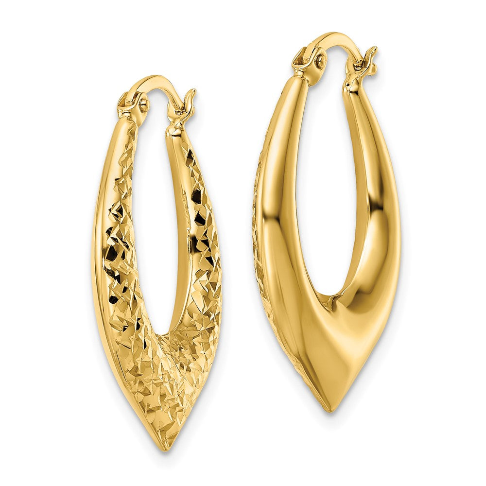 14K Gelbgold Creolen mit diamantierter Oberfläche