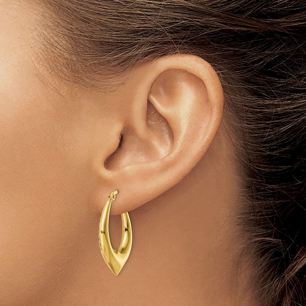 14K Gelbgold Creolen mit diamantierter Oberfläche
