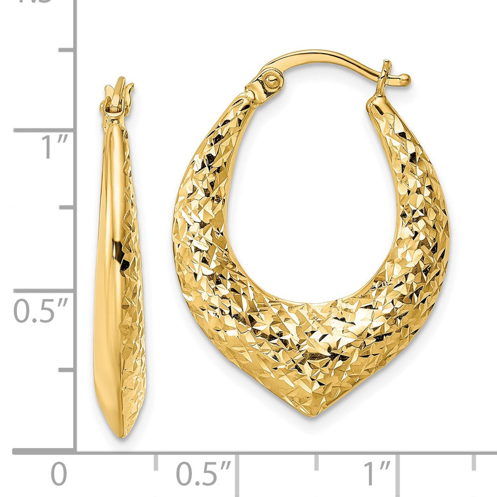 14K Gelbgold Creolen mit diamantierter Oberfläche