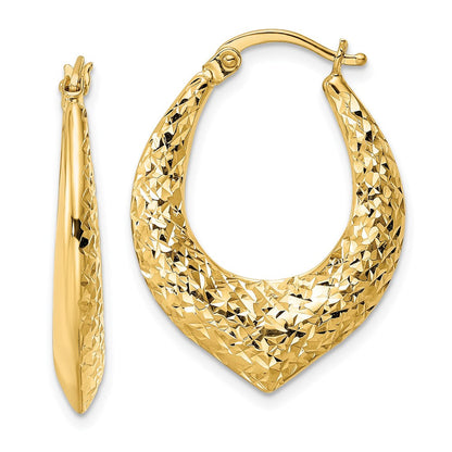 14K Gelbgold Creolen mit diamantierter Oberfläche