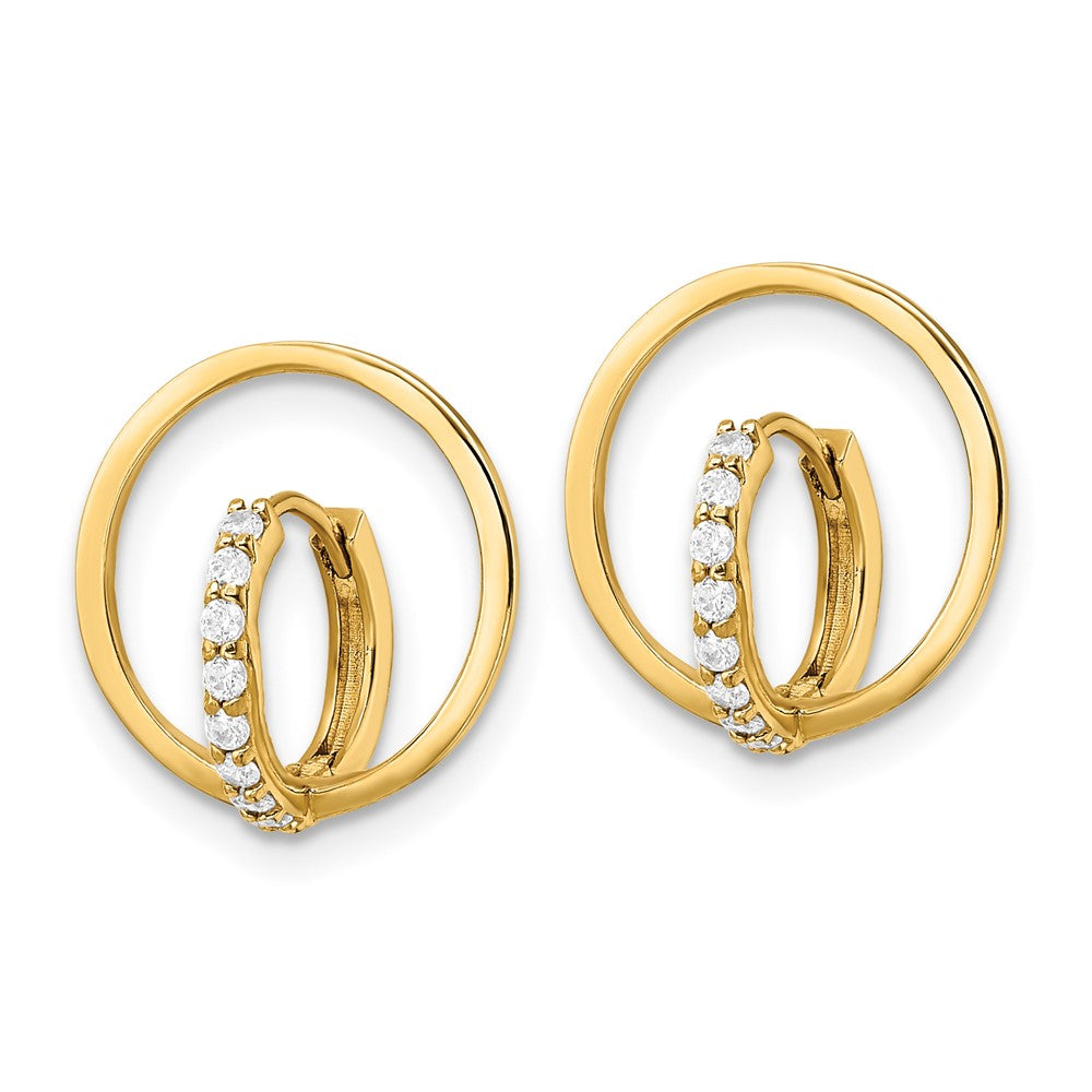 14K Gelbgold Poliert Zirkonia Kreis Huggie Creolen