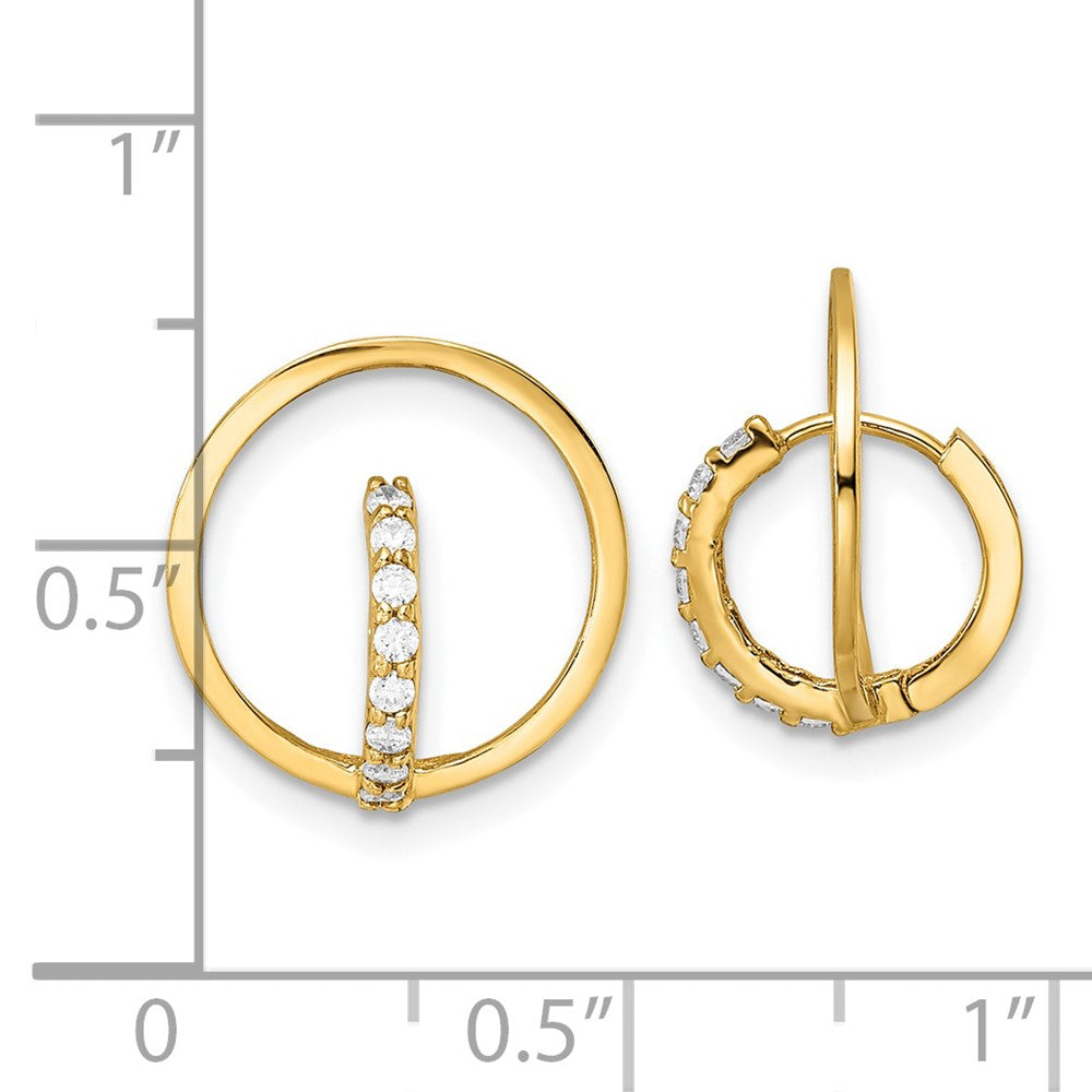 14K Gelbgold Poliert Zirkonia Kreis Huggie Creolen