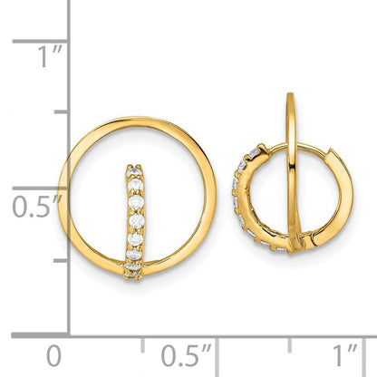 14K Gelbgold Poliert Zirkonia Kreis Huggie Creolen
