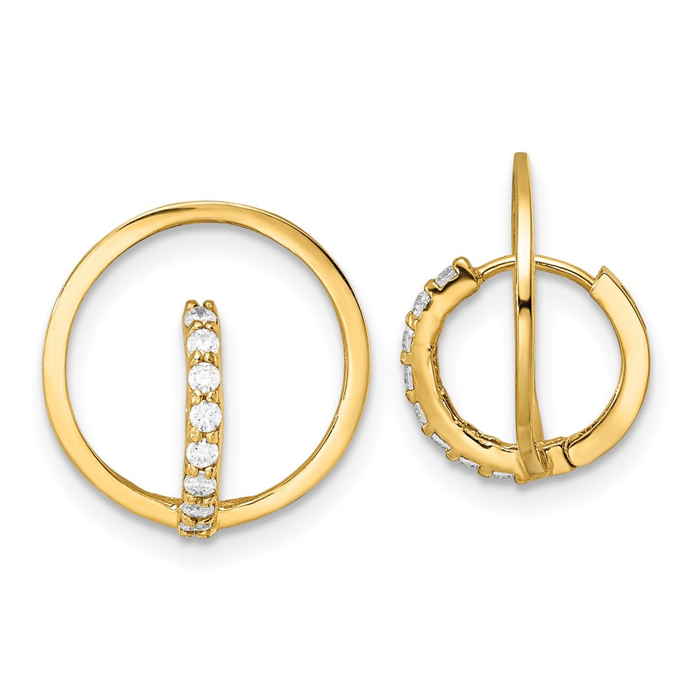 14K Gelbgold Poliert Zirkonia Kreis Huggie Creolen
