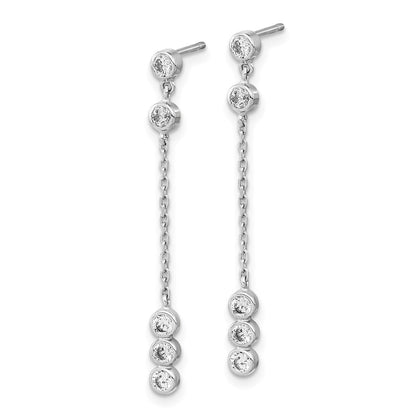 14K Weißgold Zirkonia Kette Glieder Ohrhänger