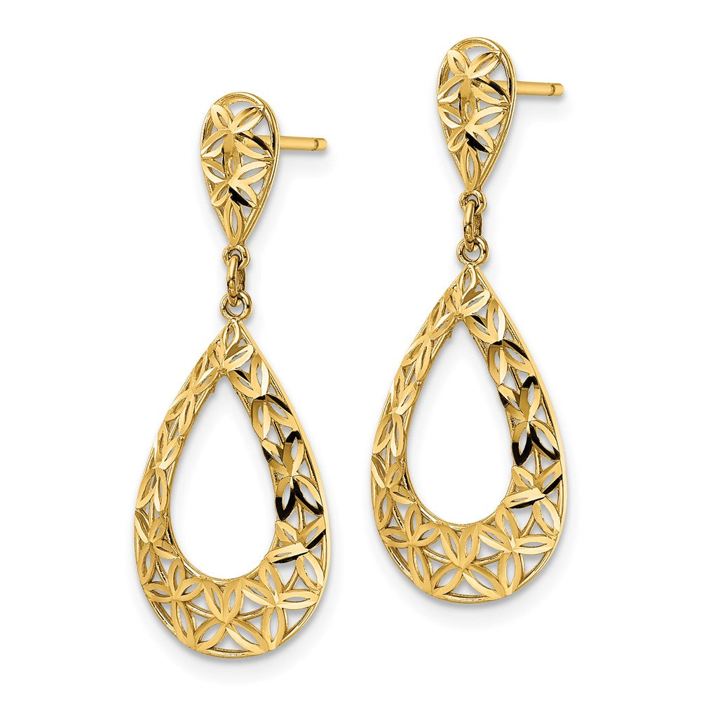 14K Gelbgold Ohrhänger mit diamantierter Oberfläche