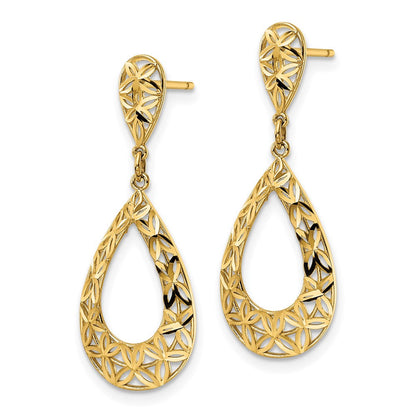 14K Gelbgold Ohrhänger mit diamantierter Oberfläche