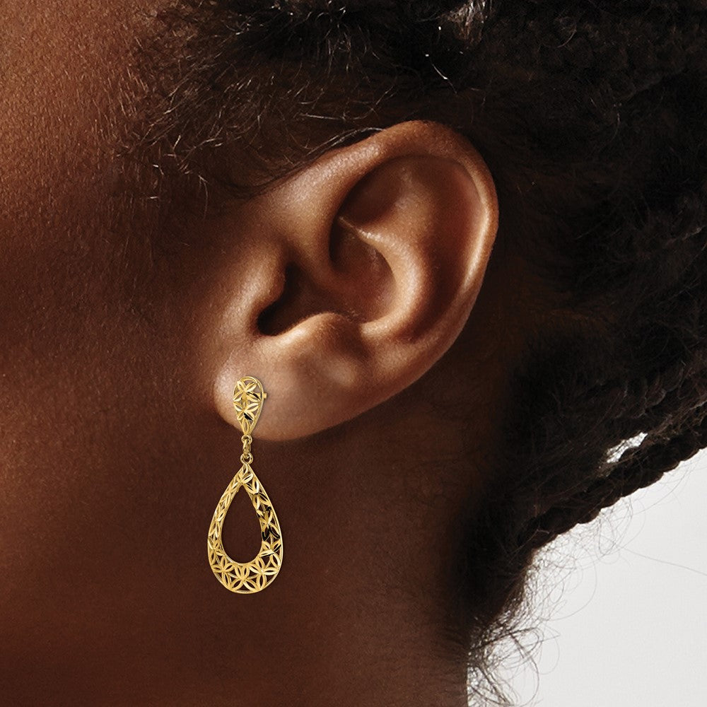 14K Gelbgold Ohrhänger mit diamantierter Oberfläche