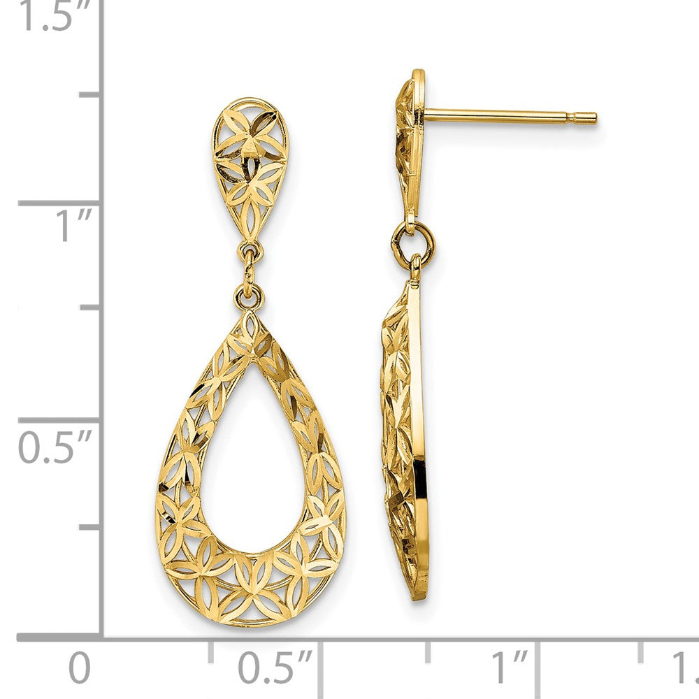 14K Gelbgold Ohrhänger mit diamantierter Oberfläche