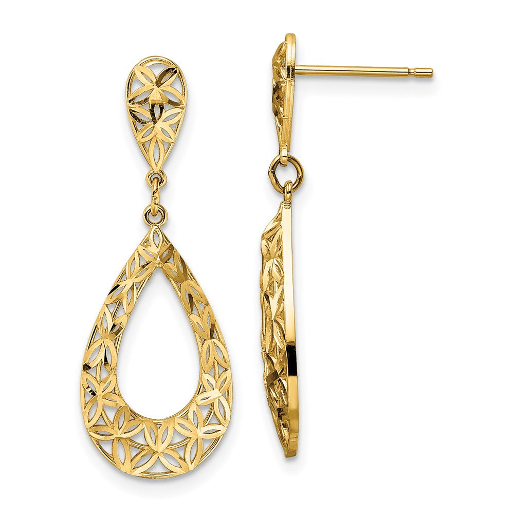 14K Gelbgold Ohrhänger mit diamantierter Oberfläche