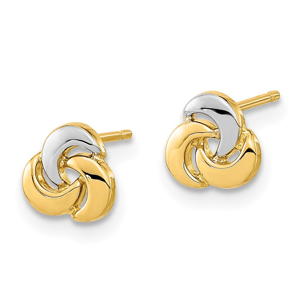 14K Gelb & Rhodium Poliert Weiß Knoten Ohrstecker