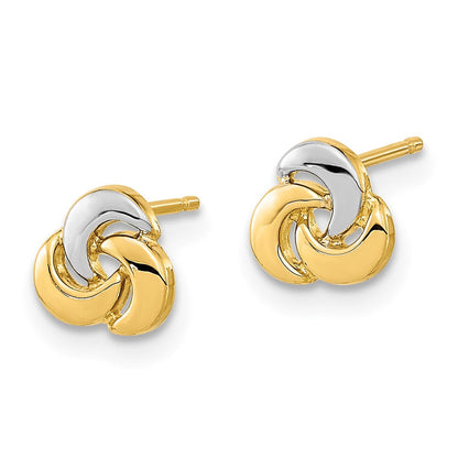 14K Gelb & Rhodium Poliert Weiß Knoten Ohrstecker