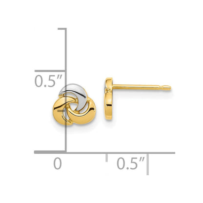 14K Gelb & Rhodium Poliert Weiß Knoten Ohrstecker