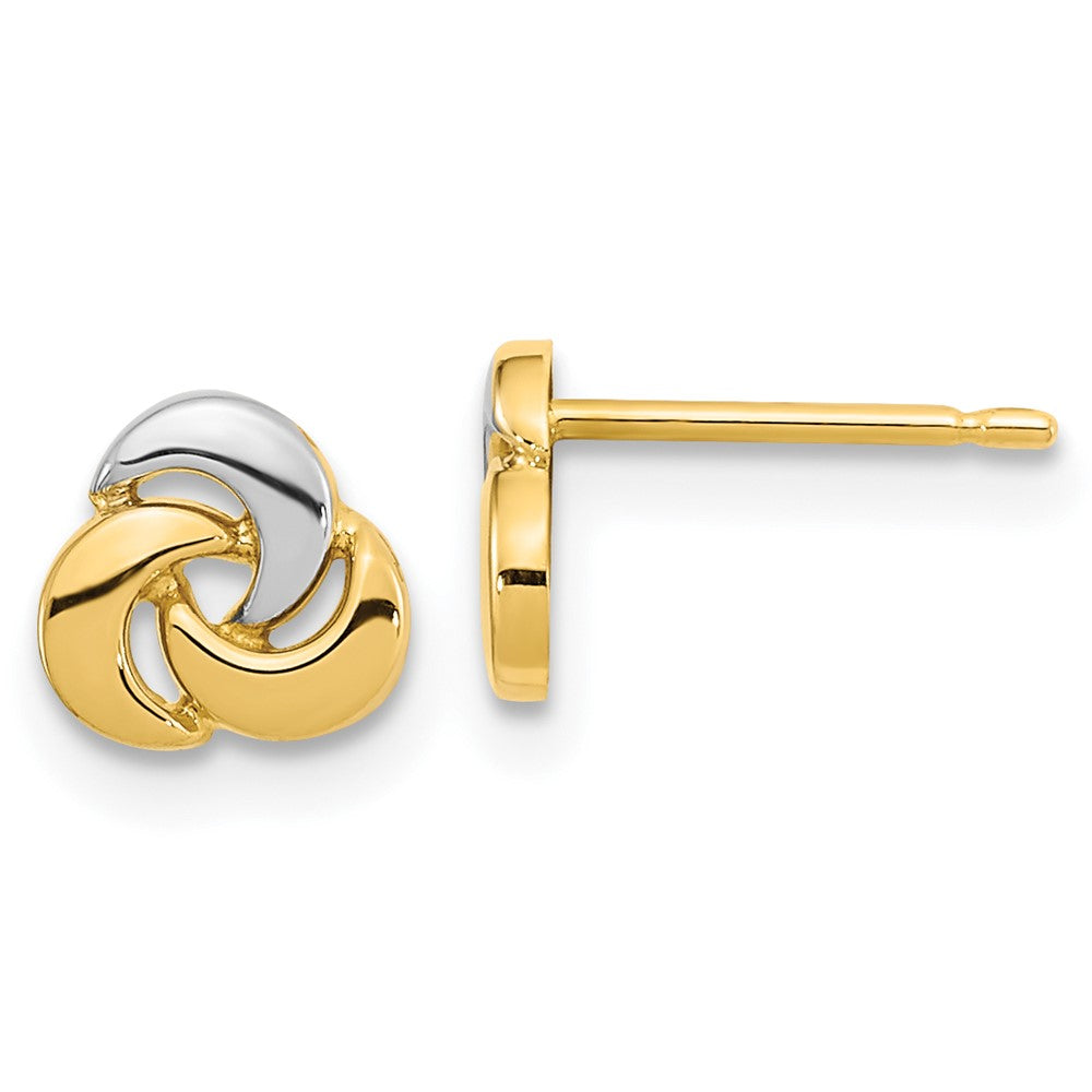 14K Gelb & Rhodium Poliert Weiß Knoten Ohrstecker