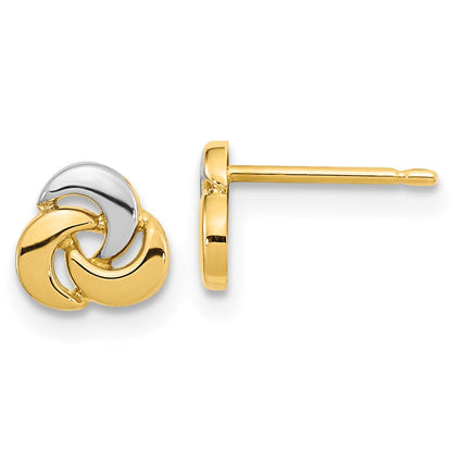 14K Gelb & Rhodium Poliert Weiß Knoten Ohrstecker