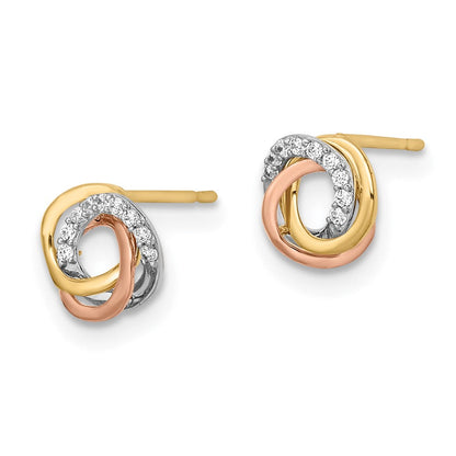 14K Tricolor Colored Zirkonia Kreis Ohrstecker