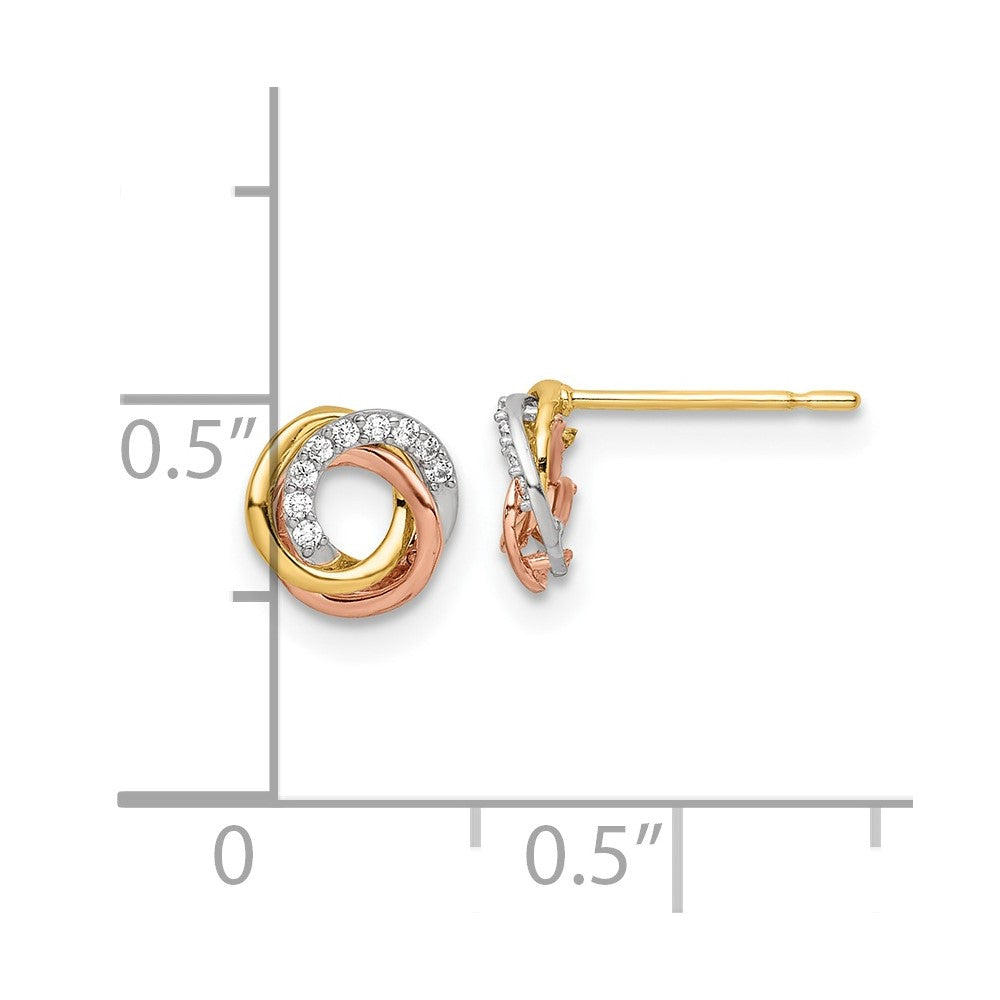 14K Tricolor Colored Zirkonia Kreis Ohrstecker