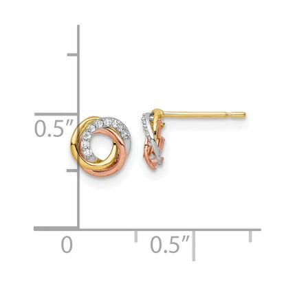 14K Tricolor Colored Zirkonia Kreis Ohrstecker