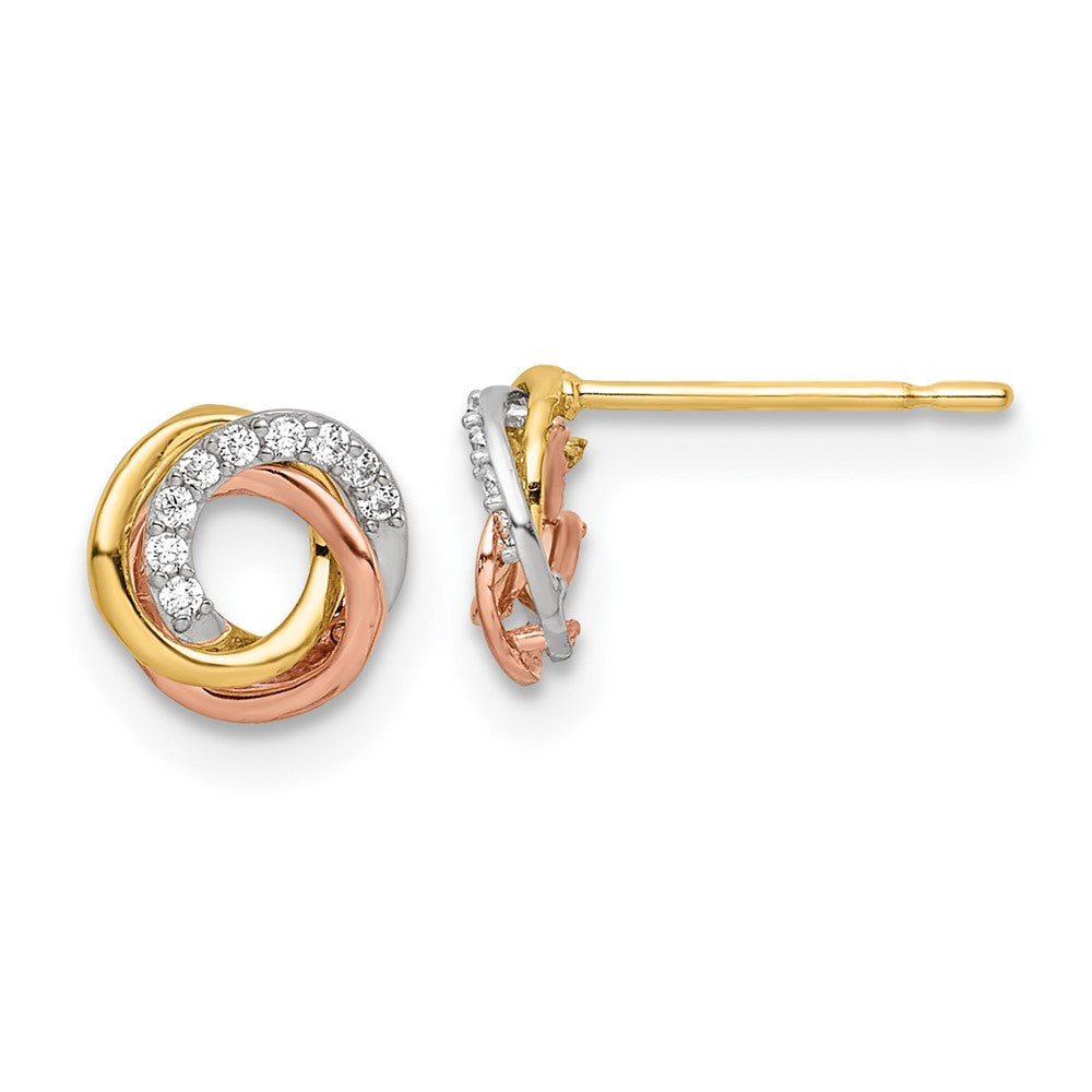 14K Tricolor Colored Zirkonia Kreis Ohrstecker