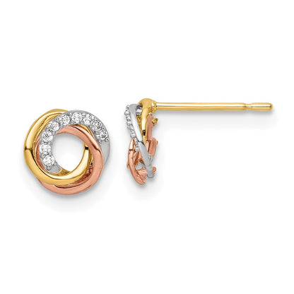14K Tricolor Colored Zirkonia Kreis Ohrstecker