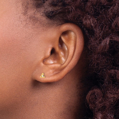 14K Gelbgold Poliert Dreieck mit Zirkonia Ohrstecker