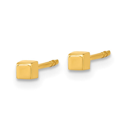 14K Gelbgold Poliert Cube Ohrstecker
