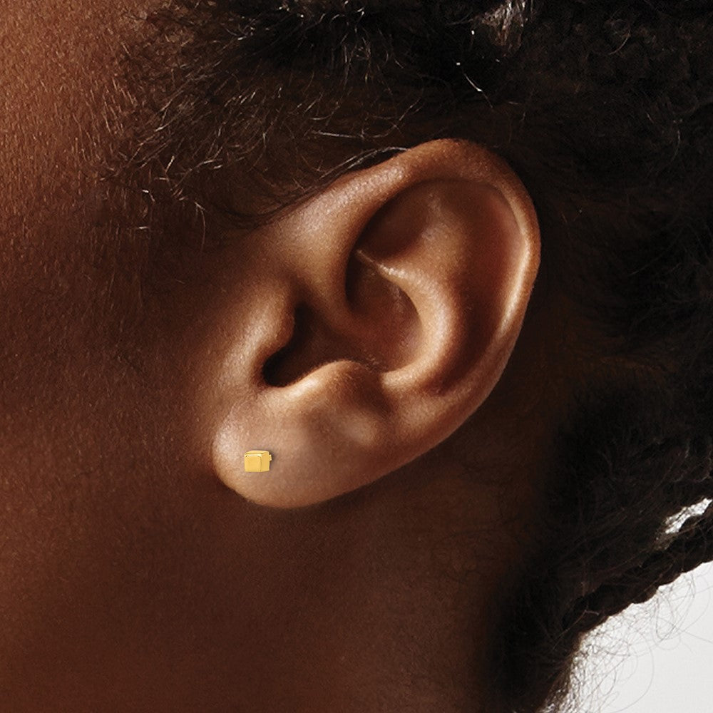 14K Gelbgold Poliert Cube Ohrstecker