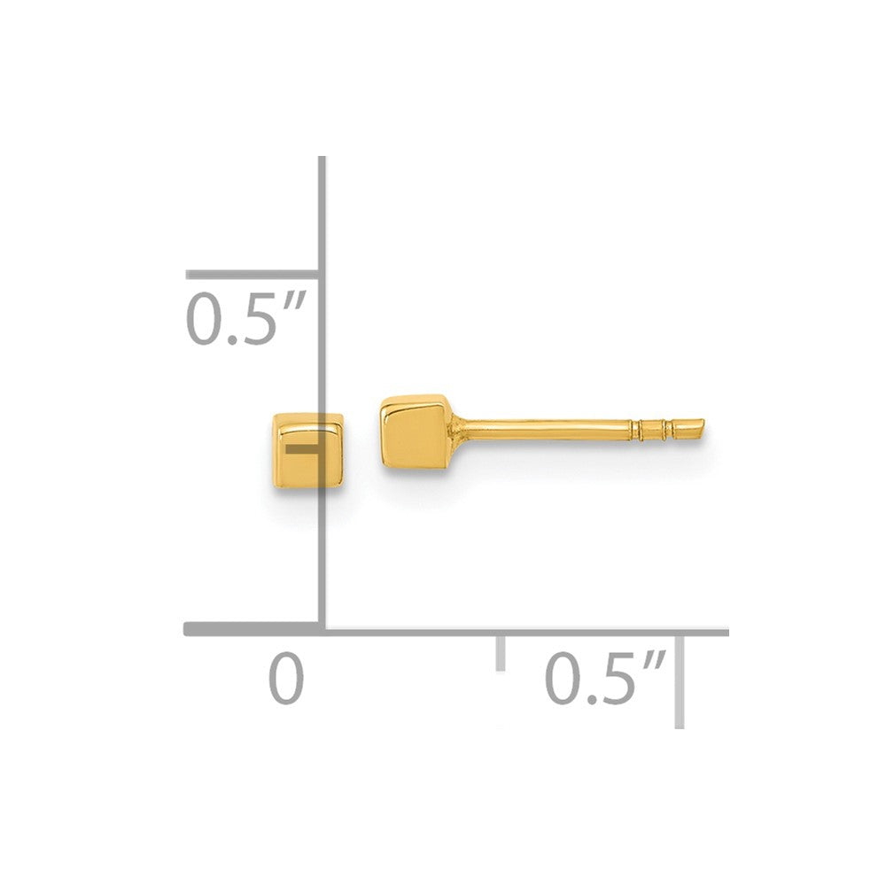 14K Gelbgold Poliert Cube Ohrstecker