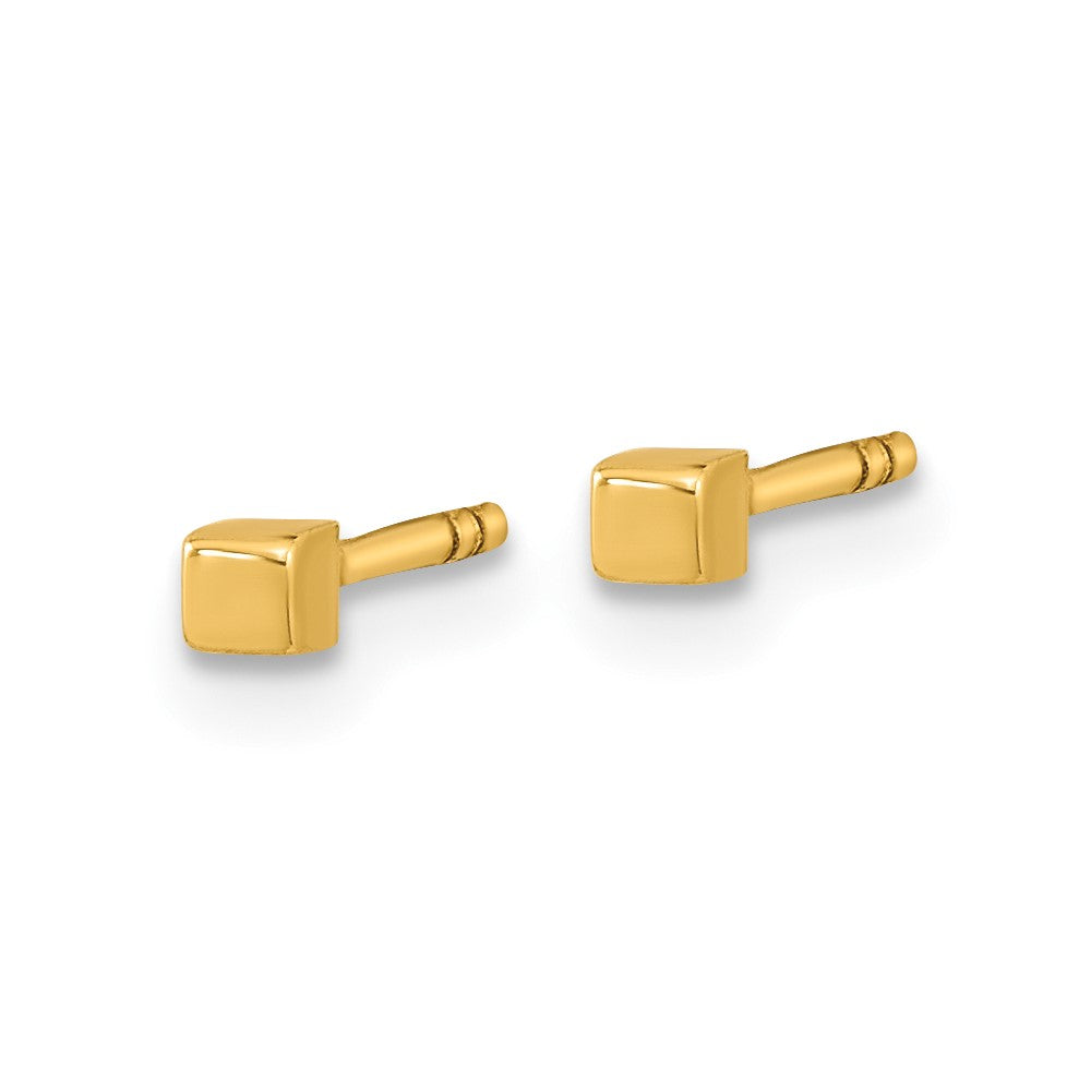 14K Gelbgold Poliert Cube Ohrstecker
