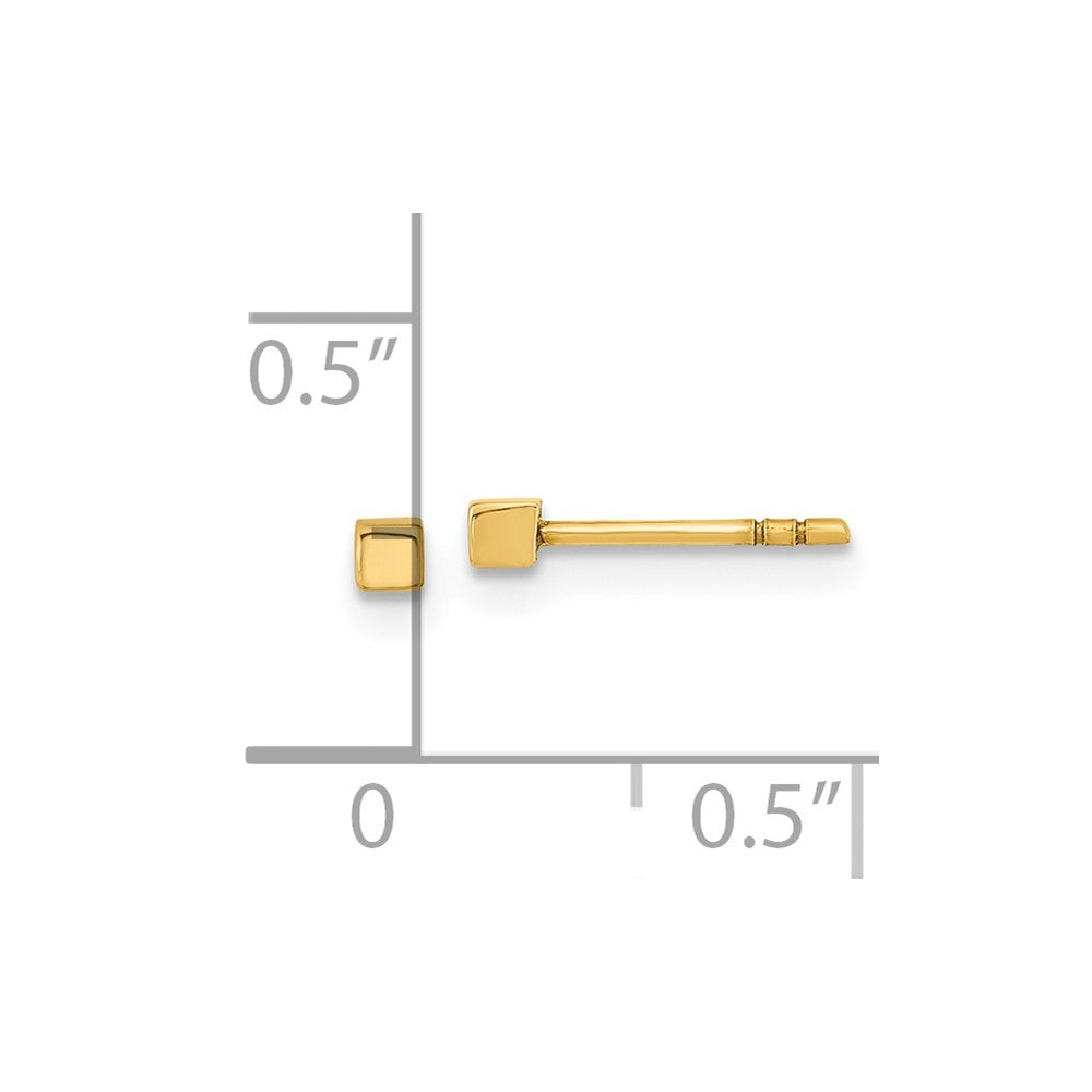 14K Gelbgold Poliert Cube Ohrstecker