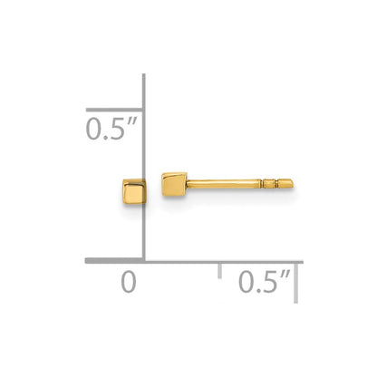 14K Gelbgold Poliert Cube Ohrstecker