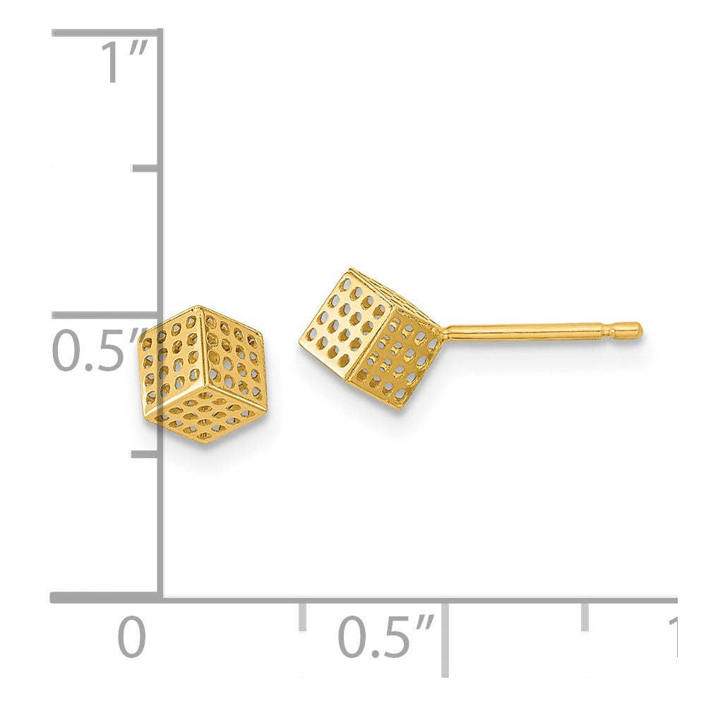 14K Gelbgold Hohl Block Ohrstecker