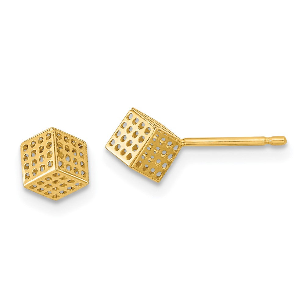 14K Gelbgold Hohl Block Ohrstecker
