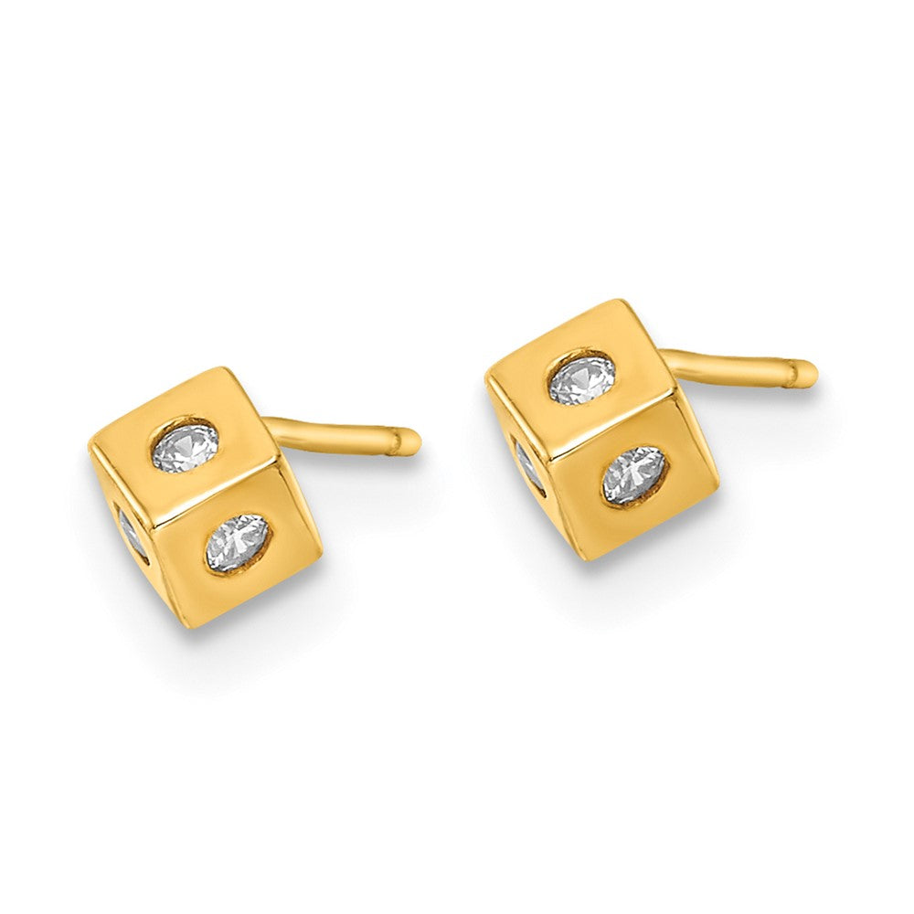 14K Gelbgold Poliert Zirkonia Cube Ohrstecker