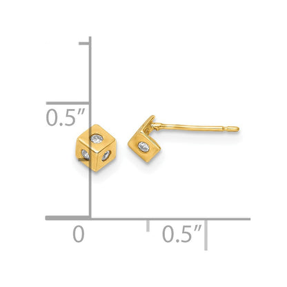 14K Gelbgold Poliert Zirkonia Cube Ohrstecker