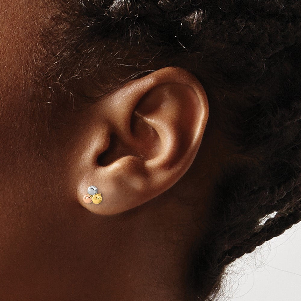 14K Tricolor Kreis Ohrstecker