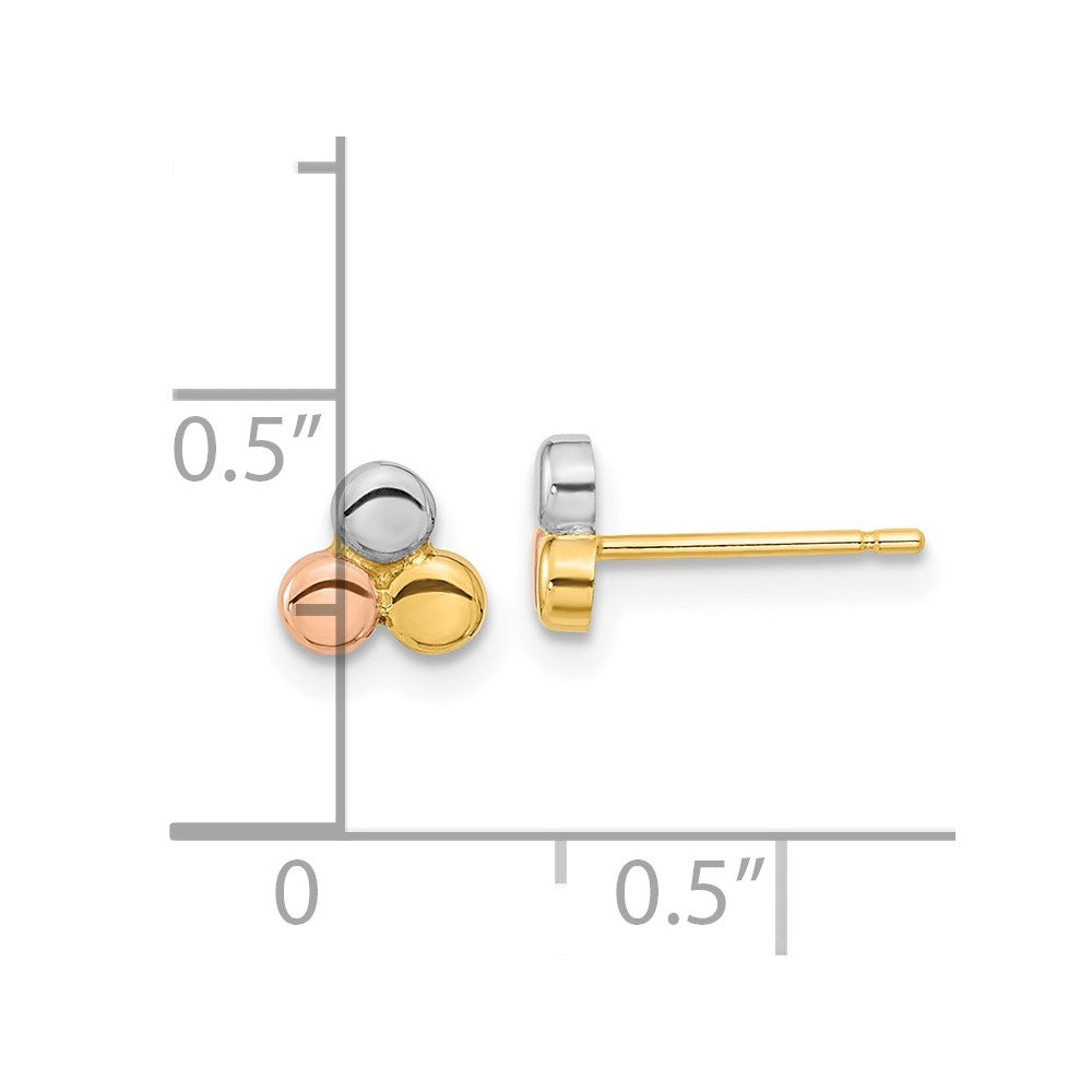 14K Tricolor Kreis Ohrstecker