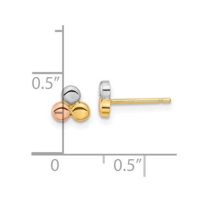 14K Tricolor Kreis Ohrstecker