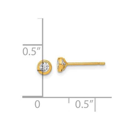 14K Gelbgold Poliert Kreis Zargenfassung Zirkonia Ohrstecker