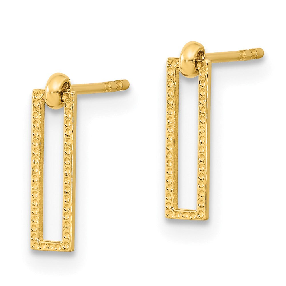 14K Gelbgold Poliert Offen Rechteck Hängend Ohrstecker