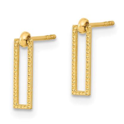14K Gelbgold Poliert Offen Rechteck Hängend Ohrstecker